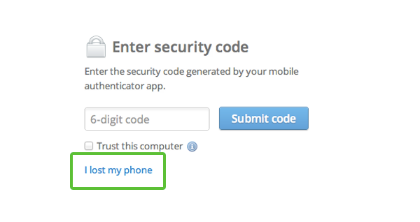 Click lost my phone to recover your account
