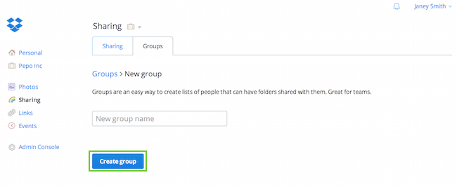 Create group button