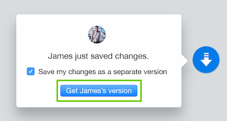 Get version button on the Dropbox badge