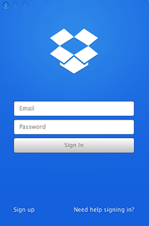 Sign in to your account after installing the Dropbox desktop application.