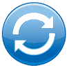 Blue icon with rotating arrows