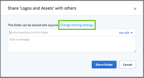 The shared folder options in the Admin Console